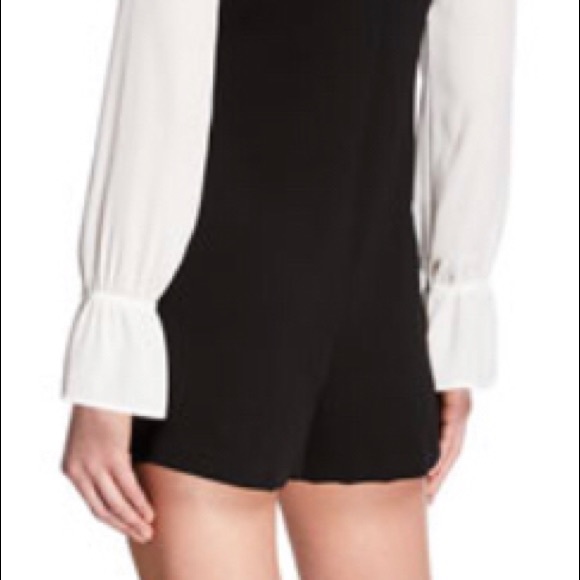 NWT BCBGeneration🌹sz 6 Blk romper wht sleeve I can picture Gwen Stefani in it - Picture 2 of 7